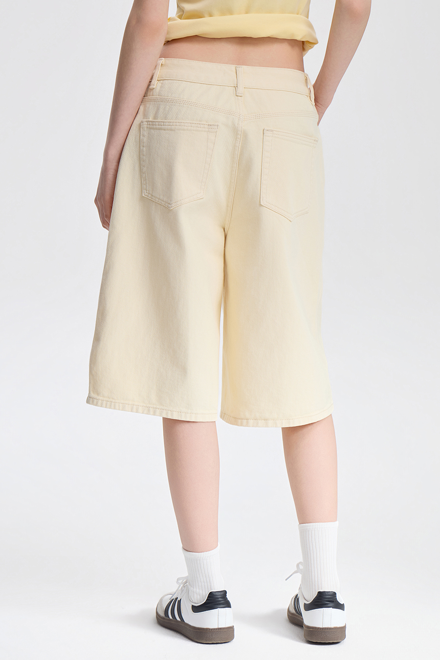 Loose Straight Denim Bermuda Shorts|yescci