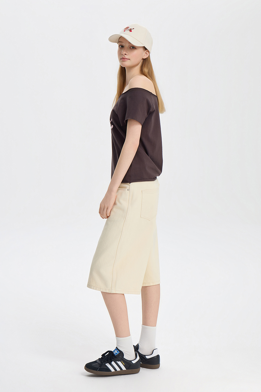 Loose Straight Denim Bermuda Shorts|yescci