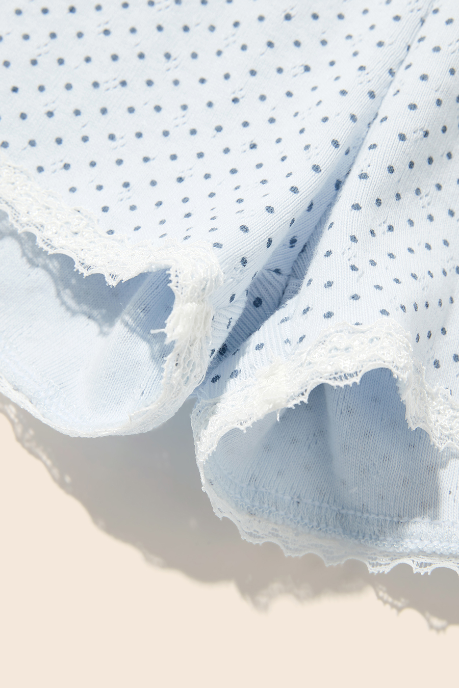 Polka Dot Lace Trim Lounge Shorts