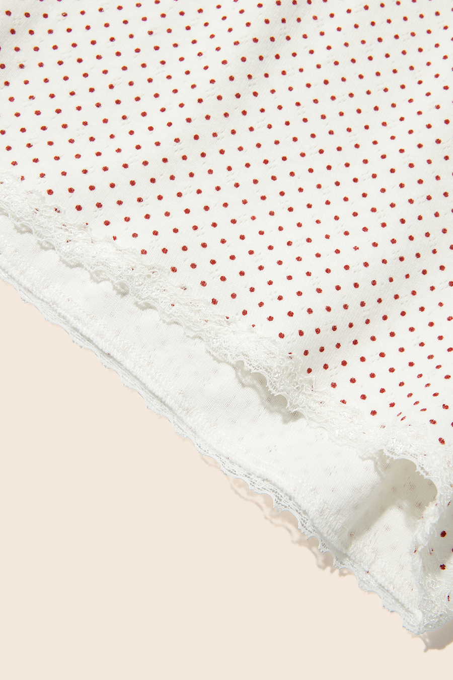 Polka Dot Lace Trim Lounge Shorts