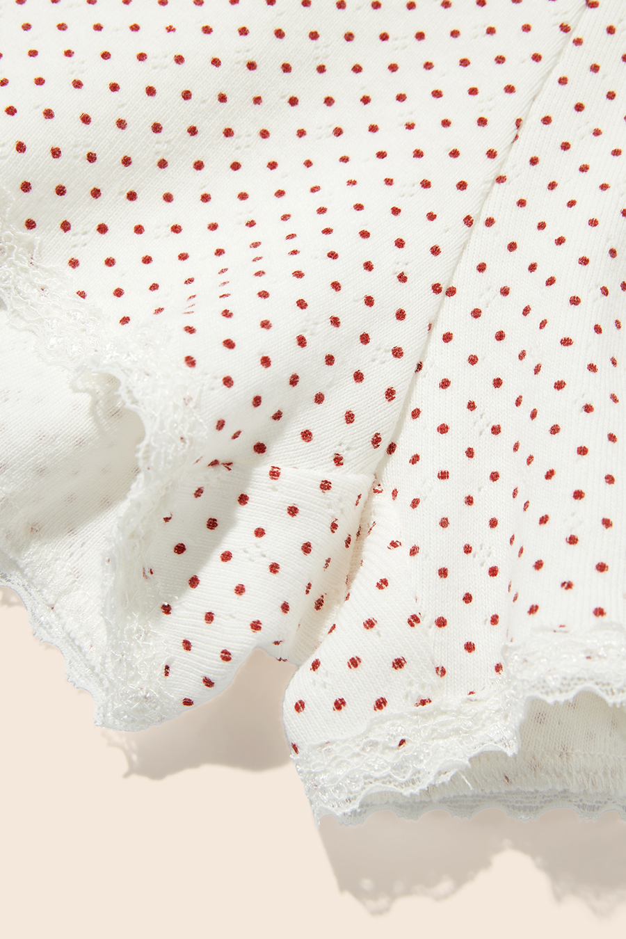 Polka Dot Lace Trim Lounge Shorts