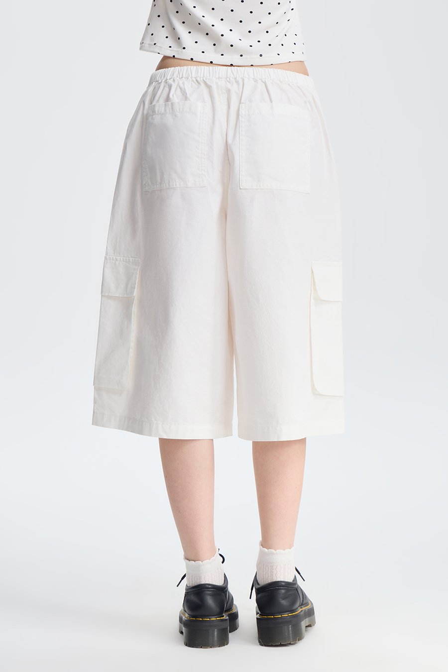 Drawstring Cargo Capri Shorts