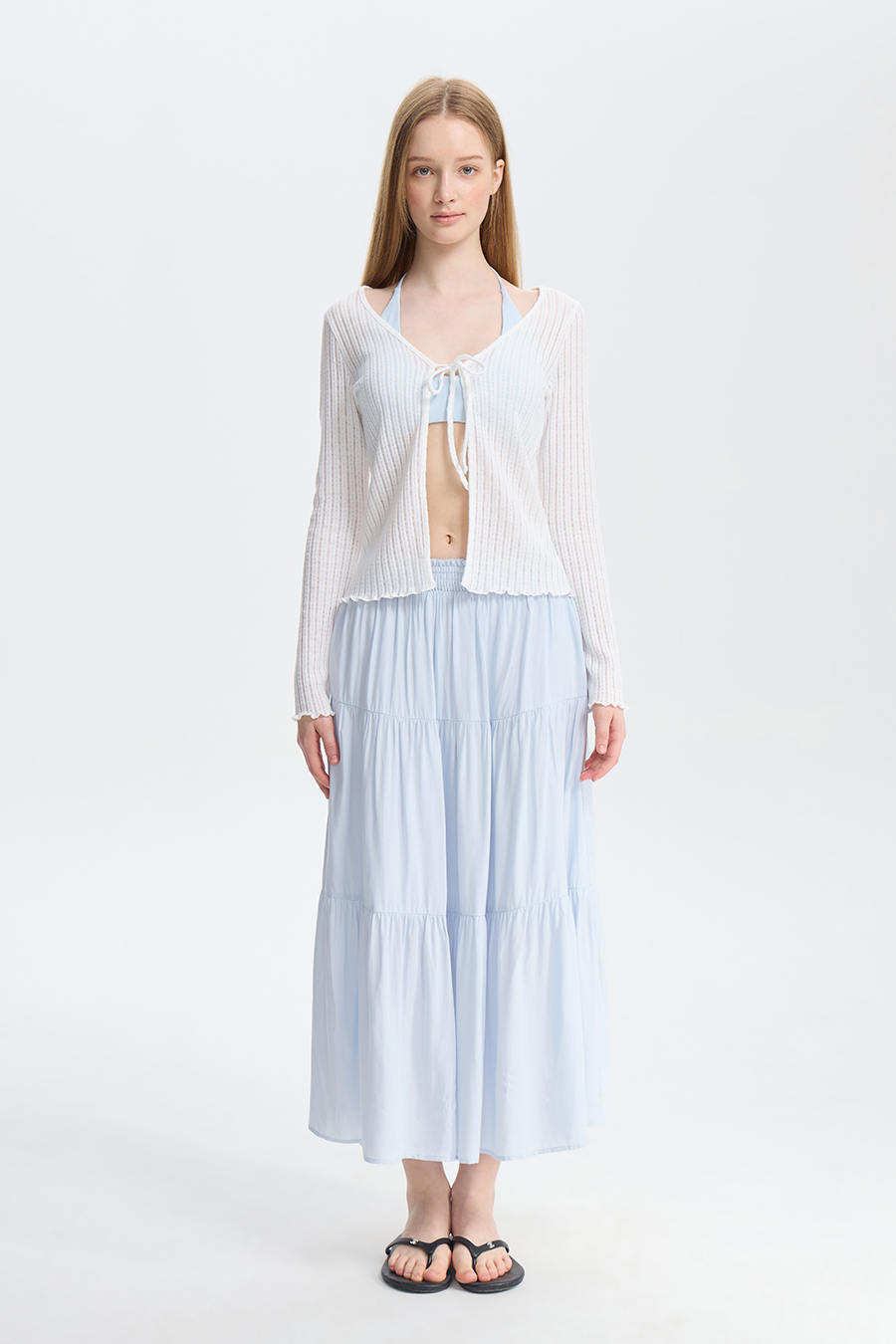 Elastic Waist Ruffle Tiered Skirt|yescci