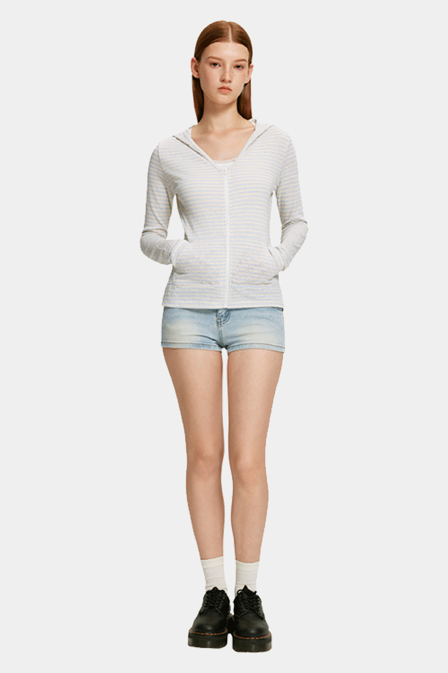Slim Fit Striped Long Sleeve Hoodie|yescci