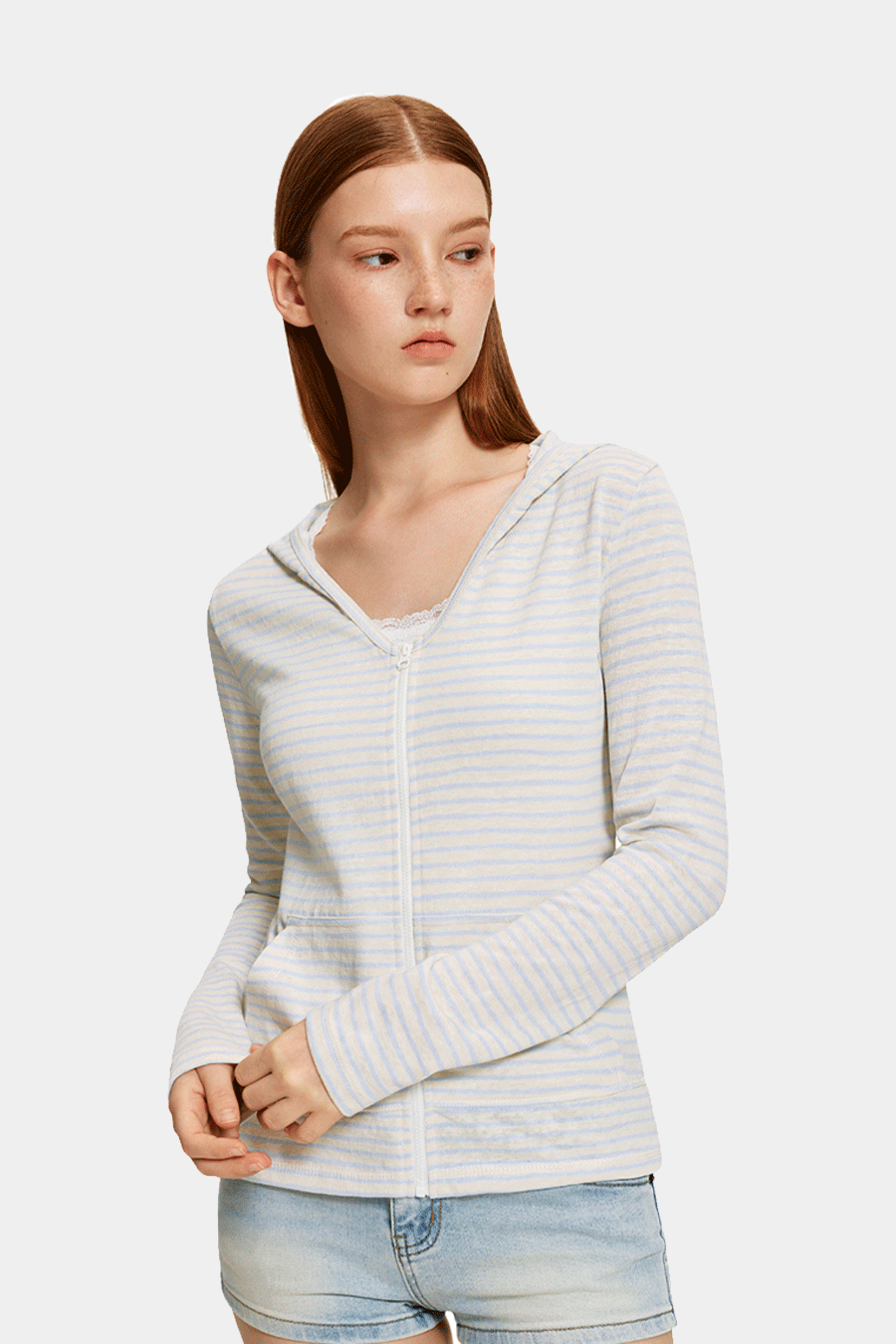 Slim Fit Striped Long Sleeve Hoodie|yescci