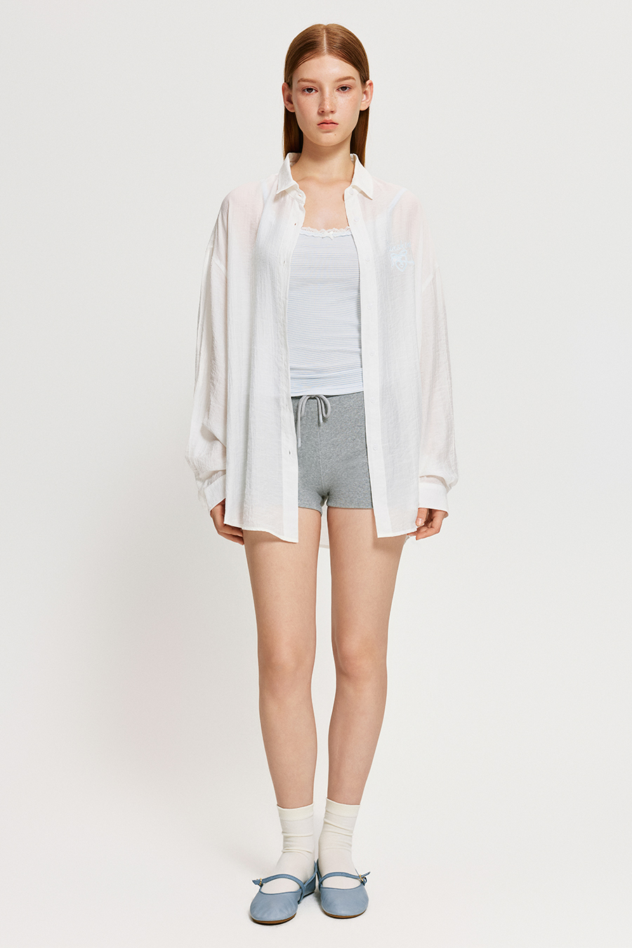 Embroidery Oversized Long Sleeve Shirt|yescci
