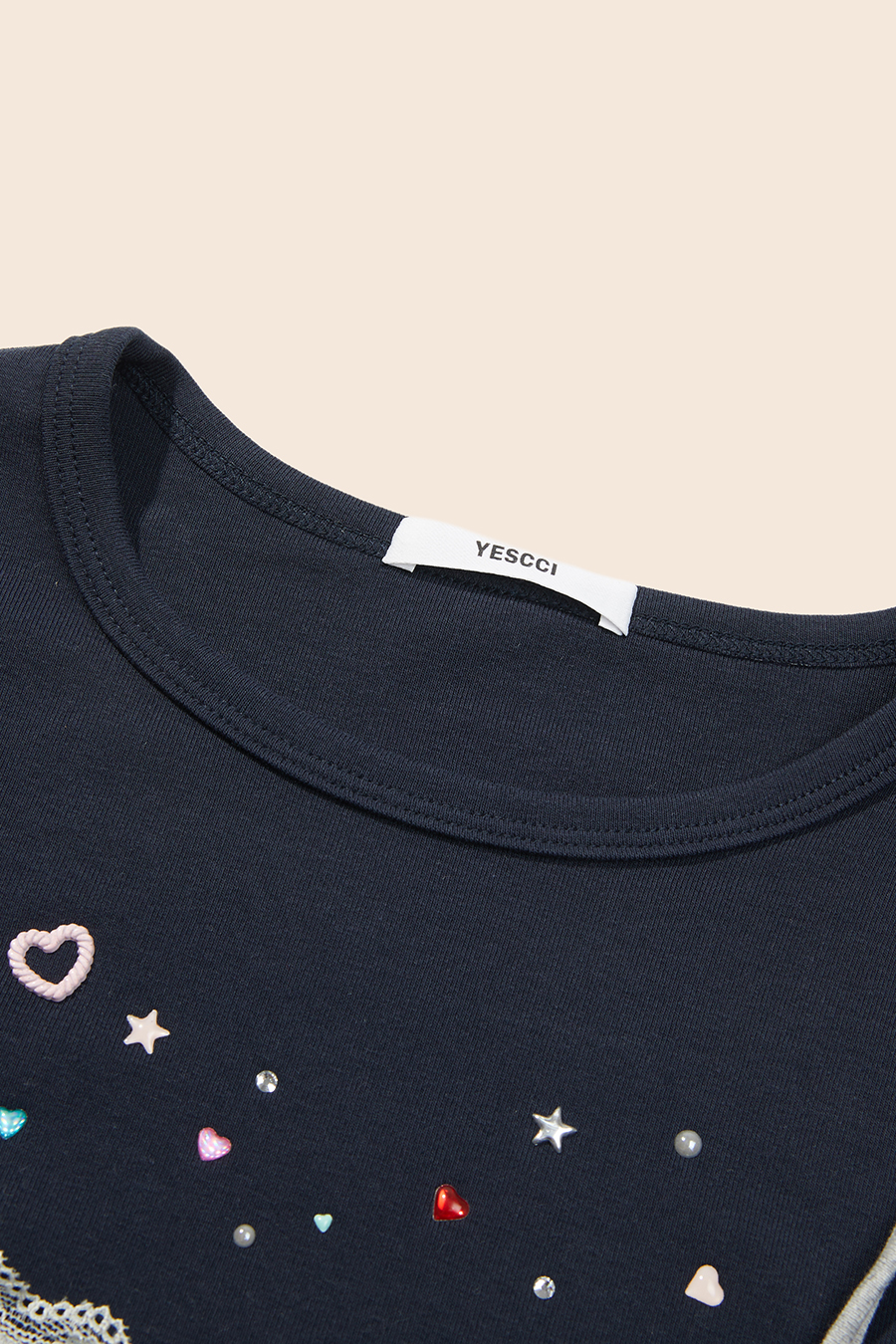 Rhinestone Heart Star Lace Cami Top|yescci