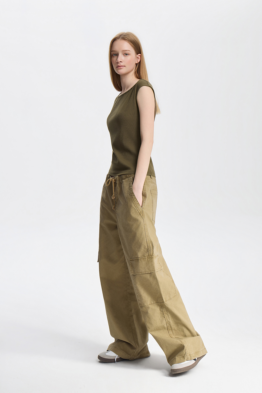 Rivet Trim Off Shoulder Sleeveless Top