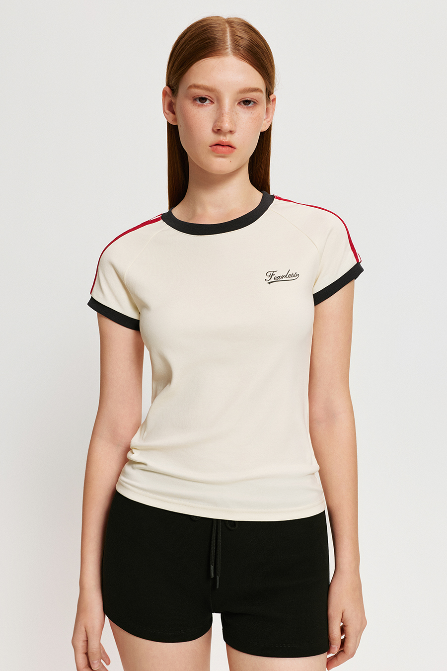 Vintage Letter Ringer T-shirt|yescci