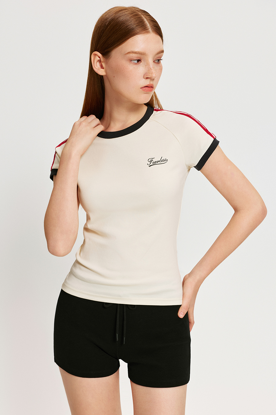 Vintage Letter Ringer T-shirt|yescci