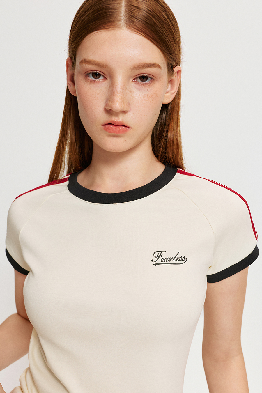 Vintage Letter Ringer T-shirt|yescci