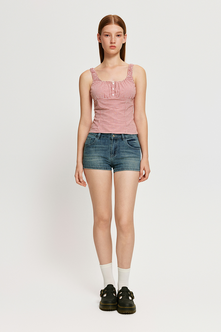 Square Neck Gingham Bustier Cami|yescci