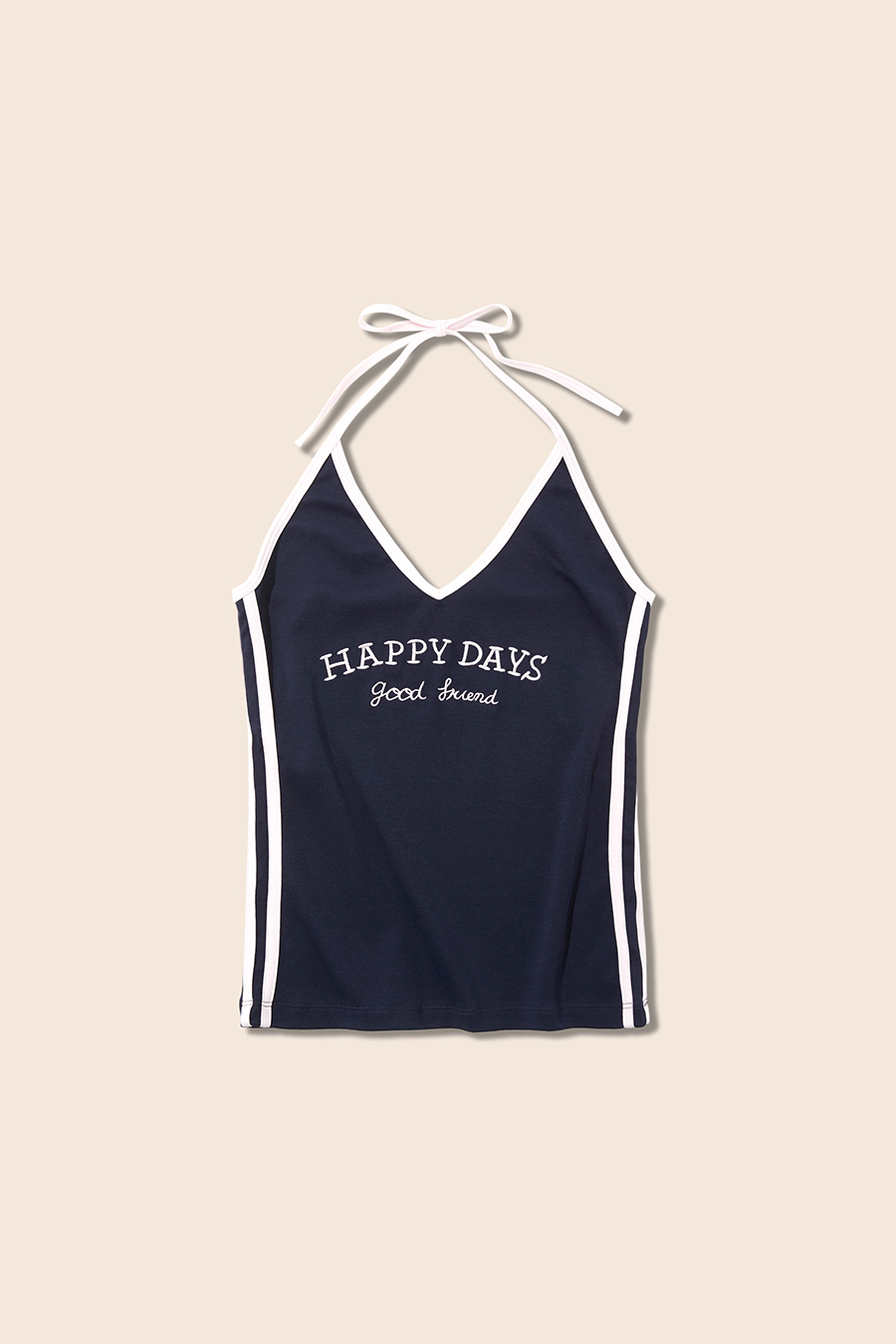 V Neck Letter Print Halter Tank|yescci