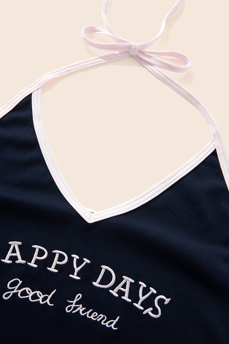 V Neck Letter Print Halter Tank|yescci