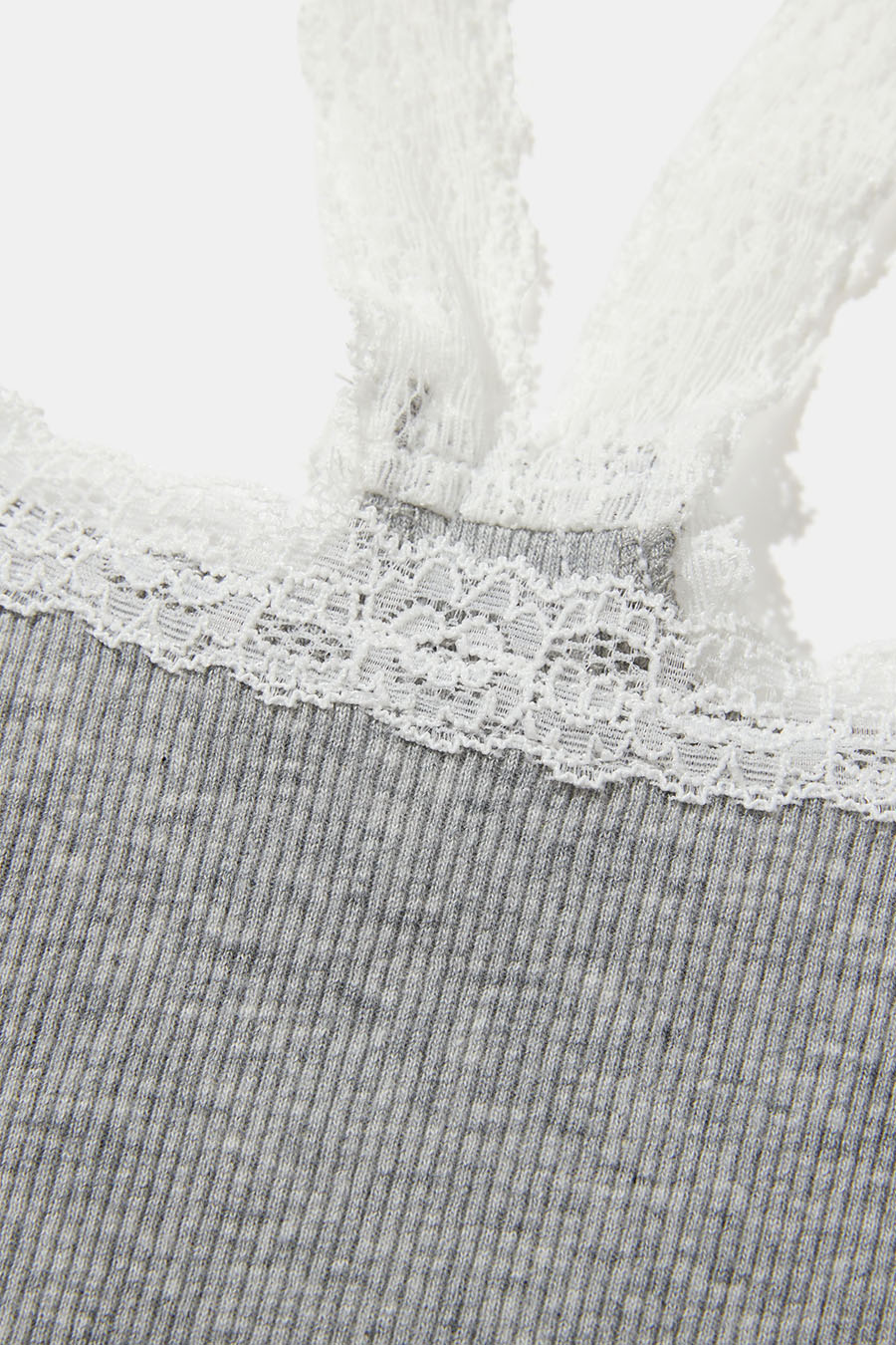 Lace Trim Ribbed Spaghetti Strap Cami|yescci