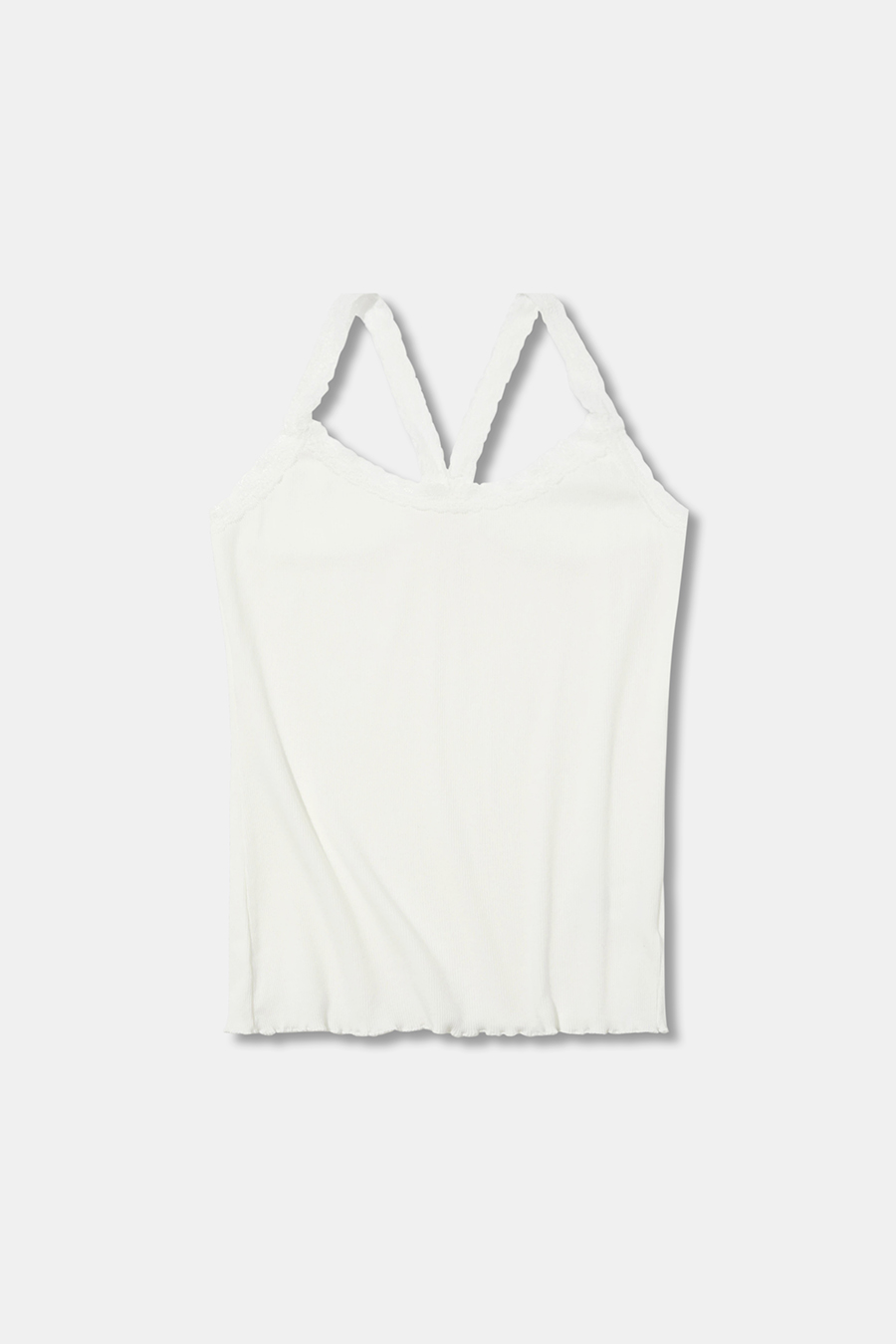 Lace Trim Ribbed Spaghetti Strap Cami|yescci