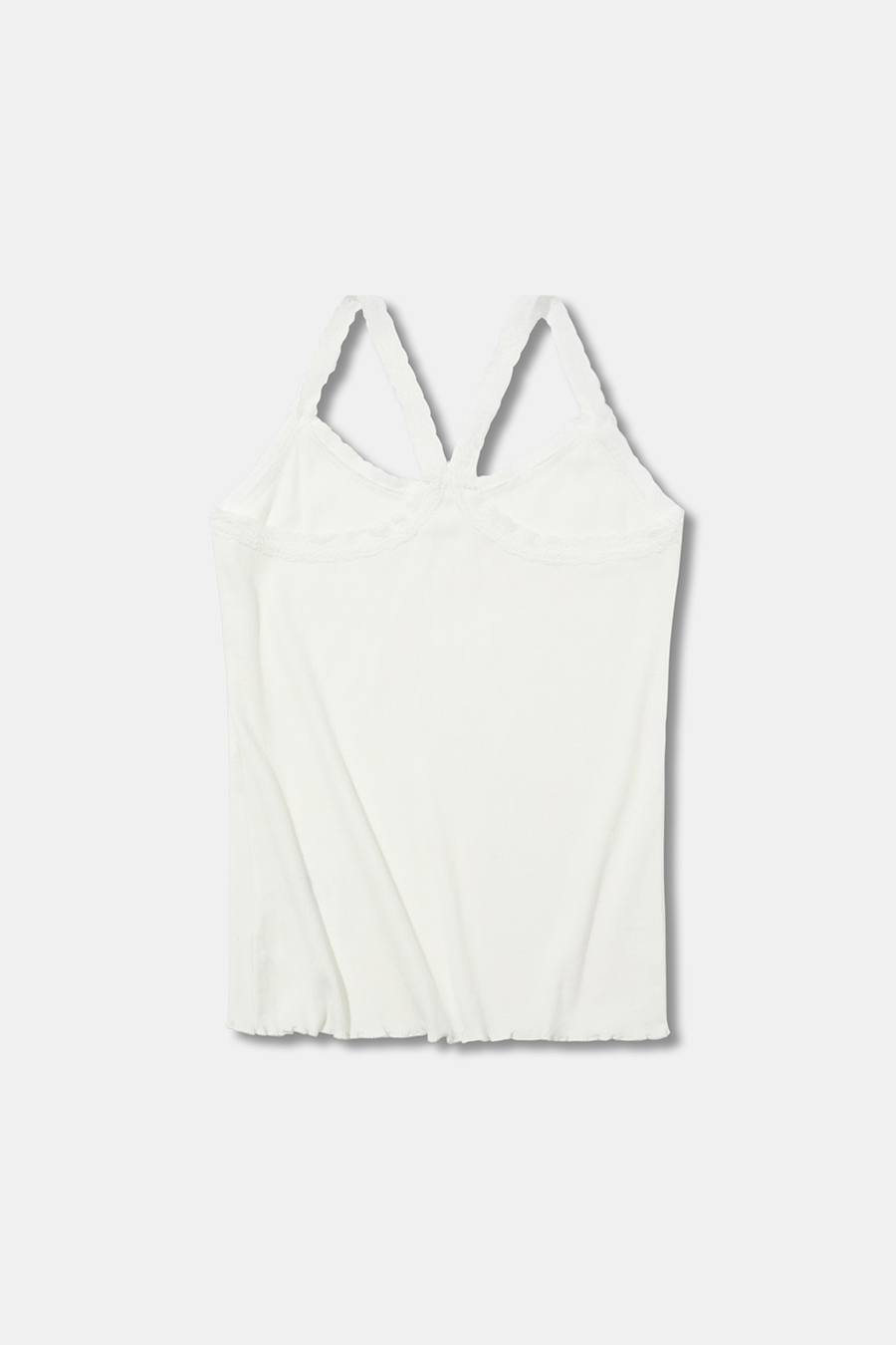 Lace Trim Ribbed Spaghetti Strap Cami|yescci