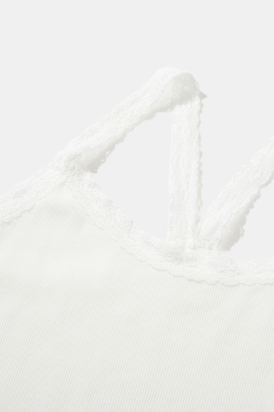 Lace Trim Ribbed Spaghetti Strap Cami|yescci