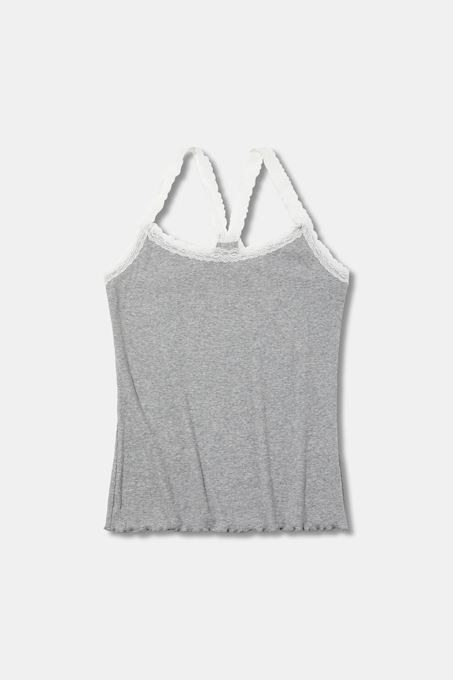 Lace Trim Ribbed Spaghetti Strap Cami|yescci