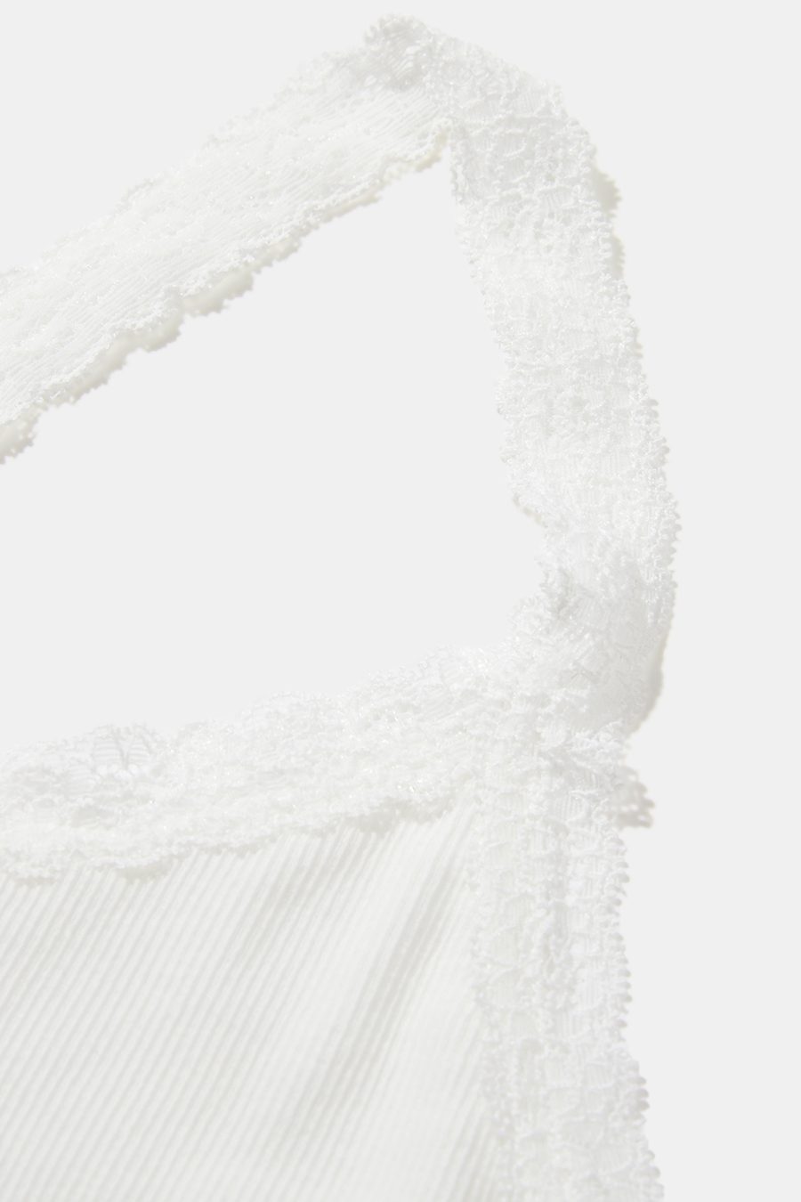 Lace Trim Ribbed Spaghetti Strap Cami|yescci