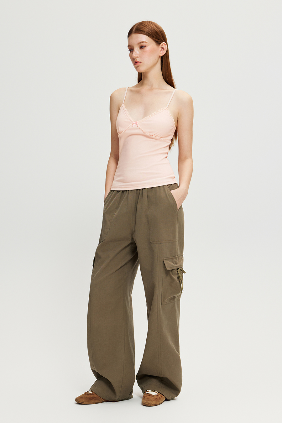 Lace Trim Bow Detail V Neck Cami Top|yescci