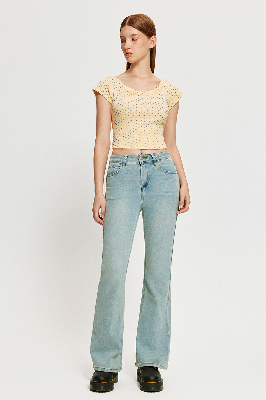 Mid Rise Flared Jeans|yescci