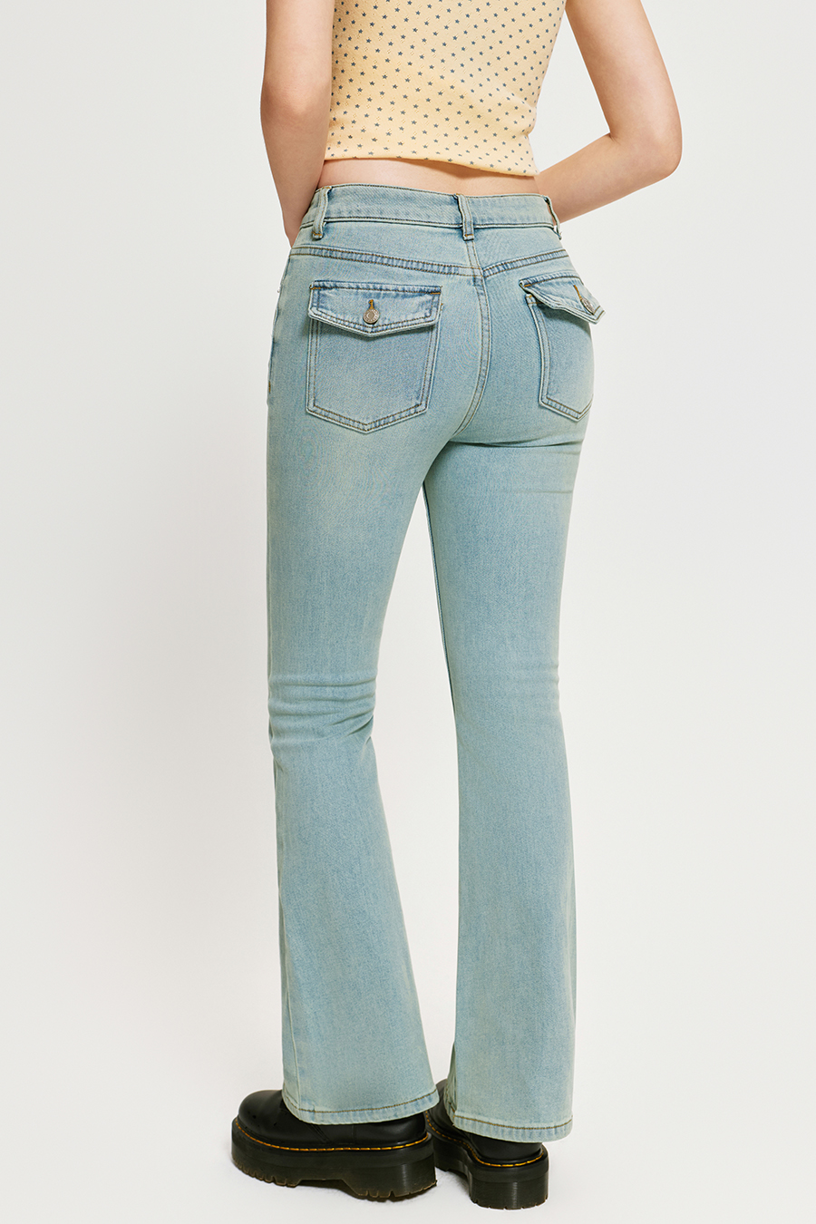 Mid Rise Flared Jeans|yescci