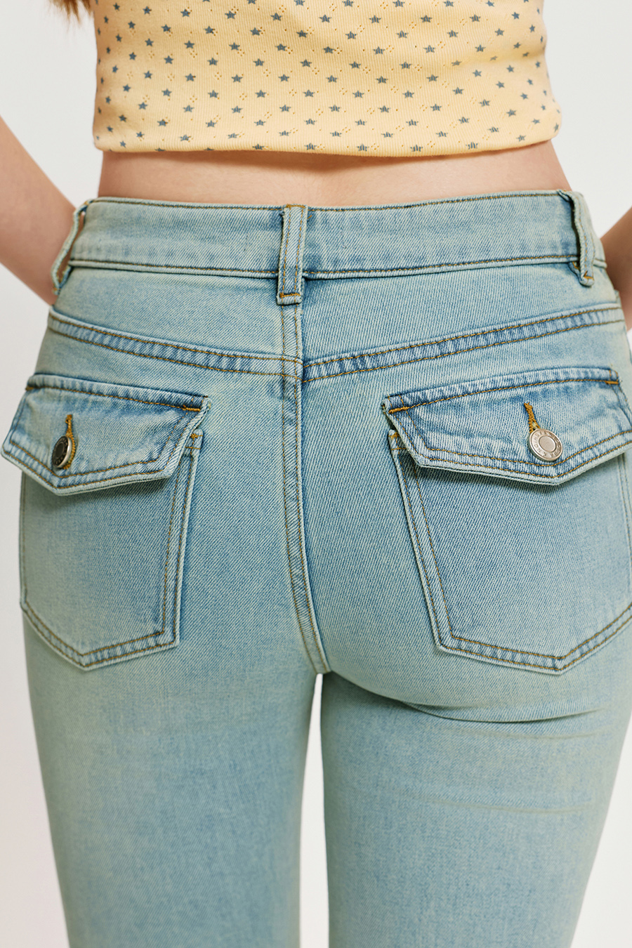 Mid Rise Flared Jeans|yescci