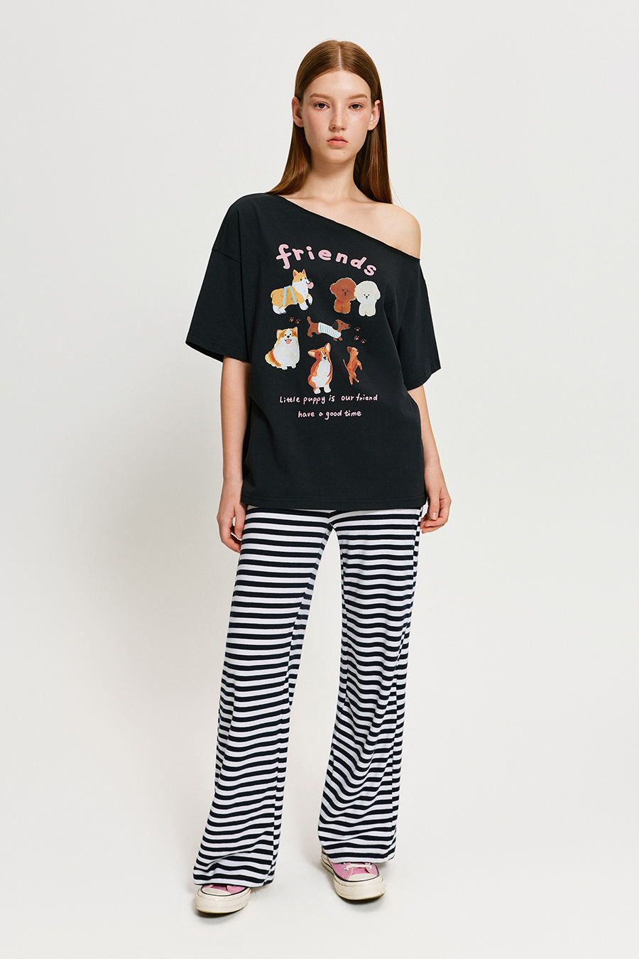 Stripe Drawstring Wide Leg Pants