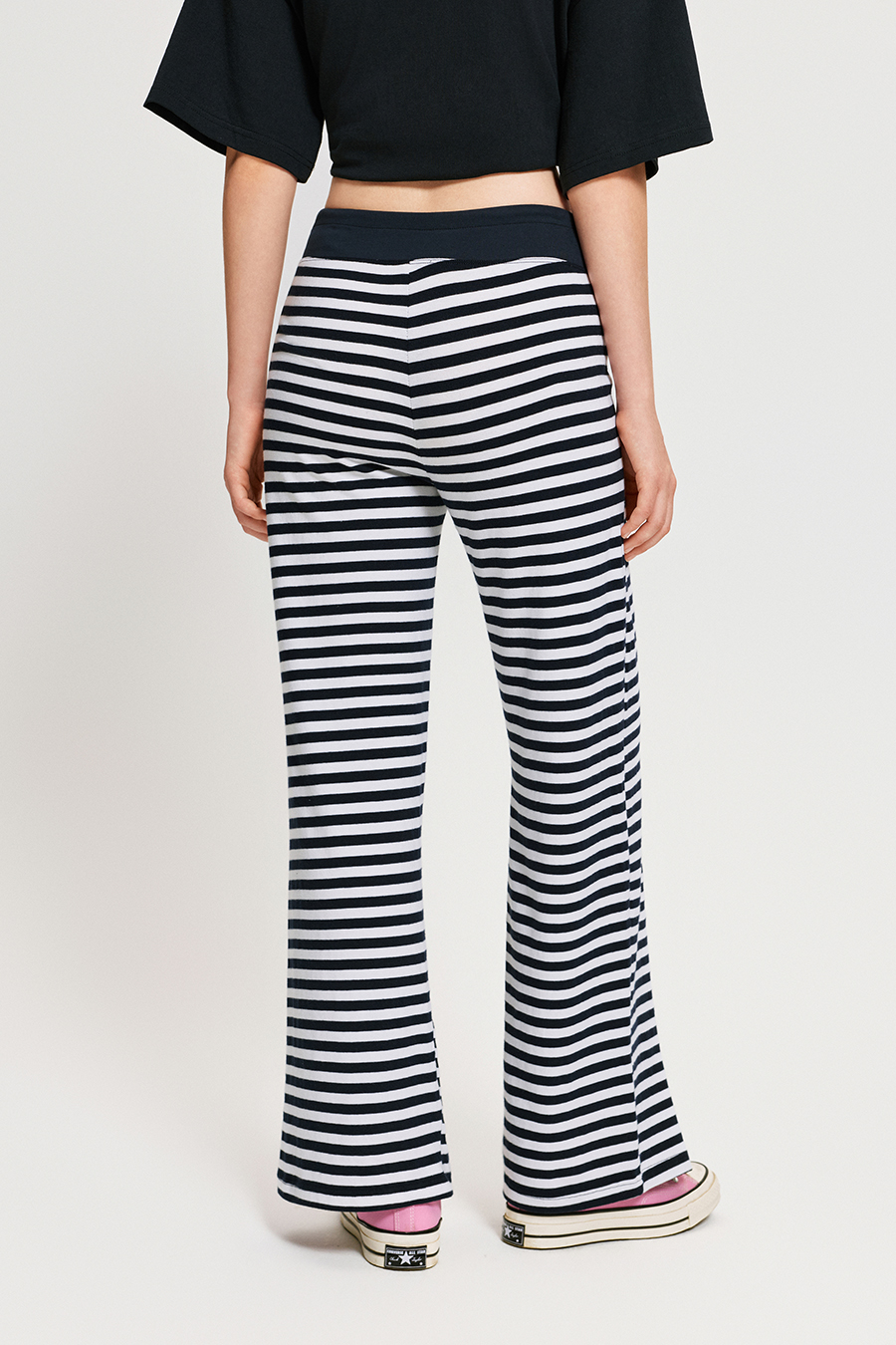 Stripe Drawstring Wide Leg Pants