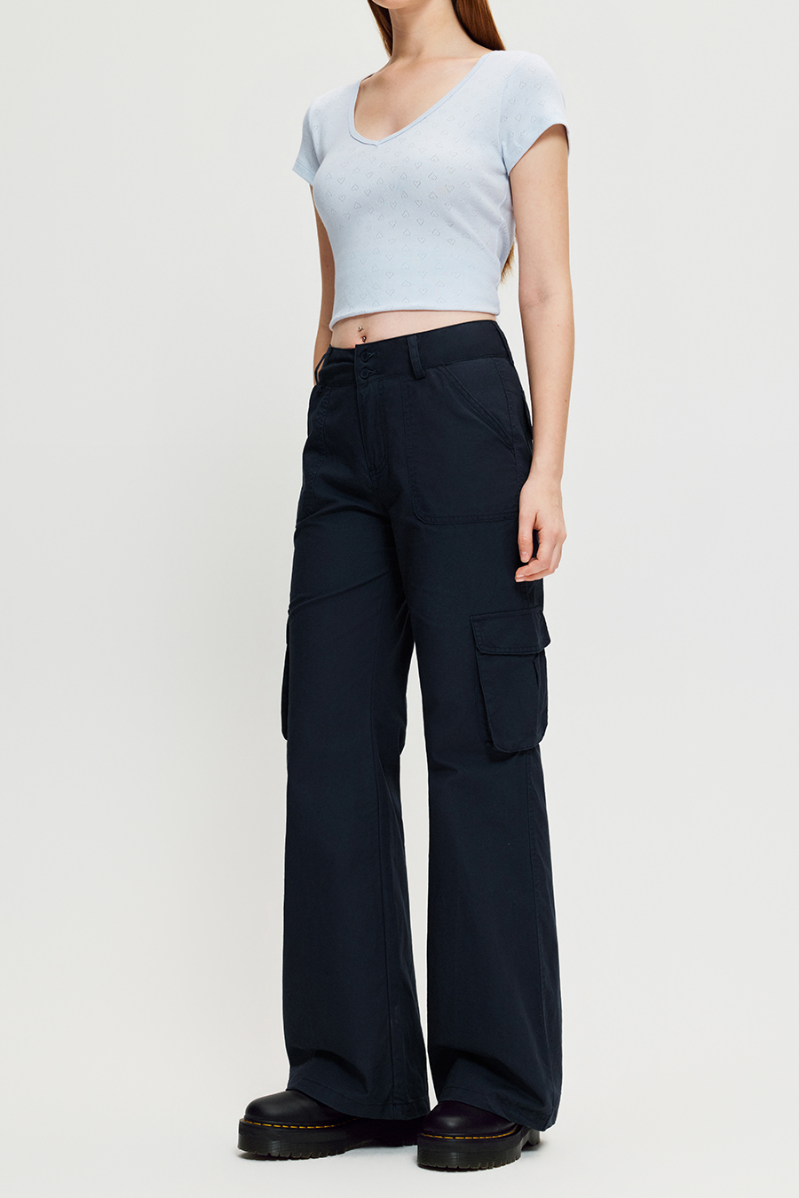 Multi Pocket Wide Leg Cargo Pants|yescci