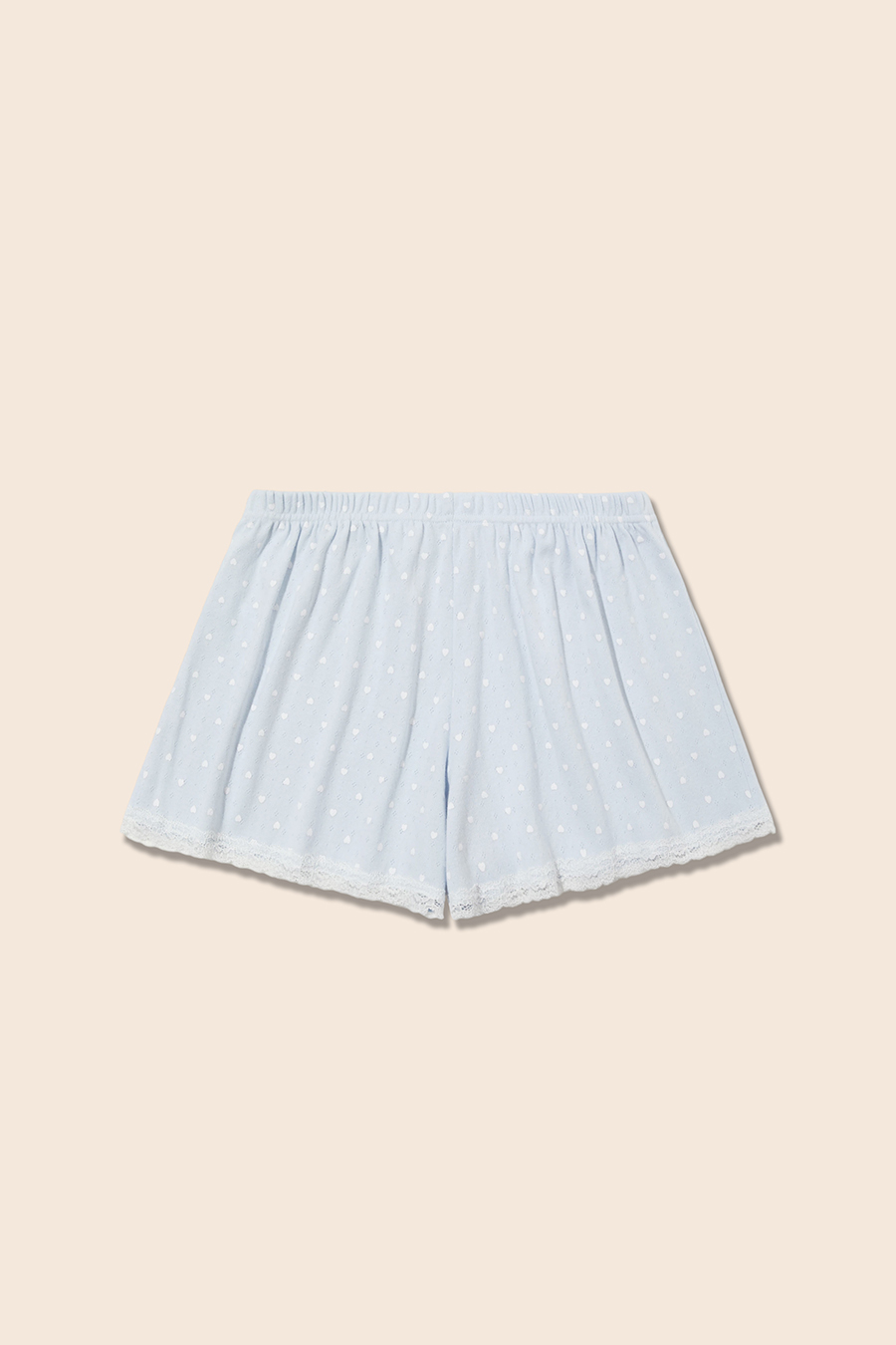 Heart Print Lace Trim Lounge Shorts
