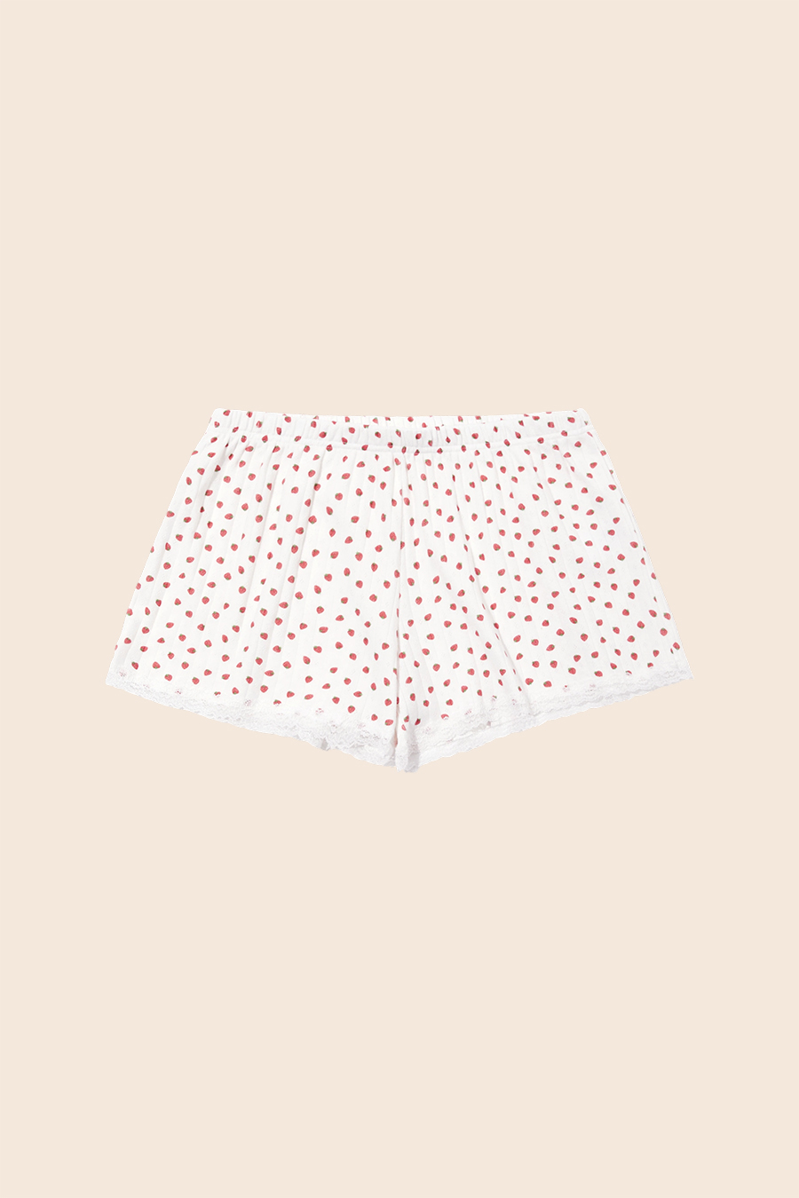 Strawberry Print Lace Trim Lounge Shorts