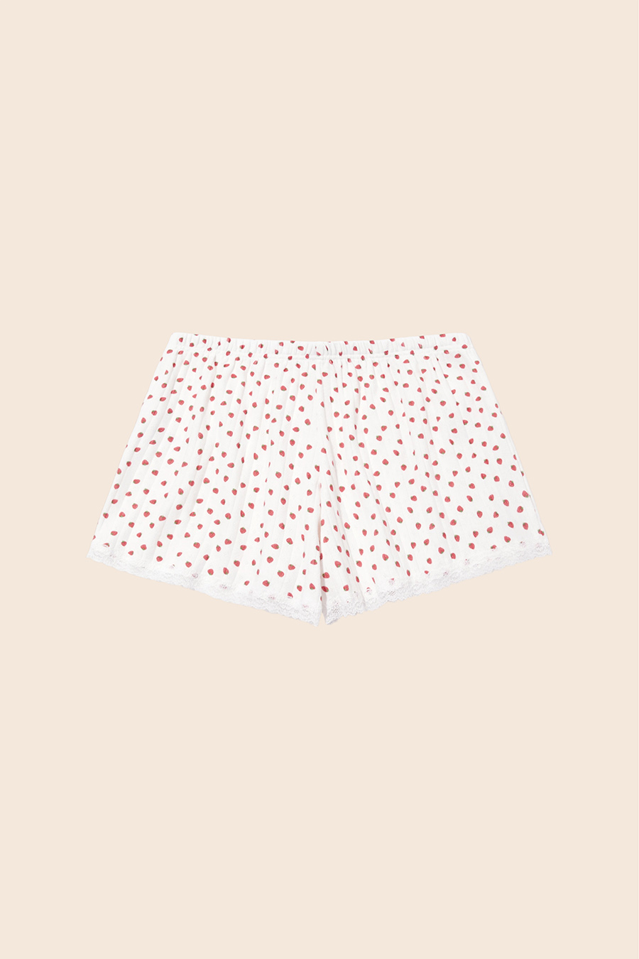 Strawberry Print Lace Trim Lounge Shorts
