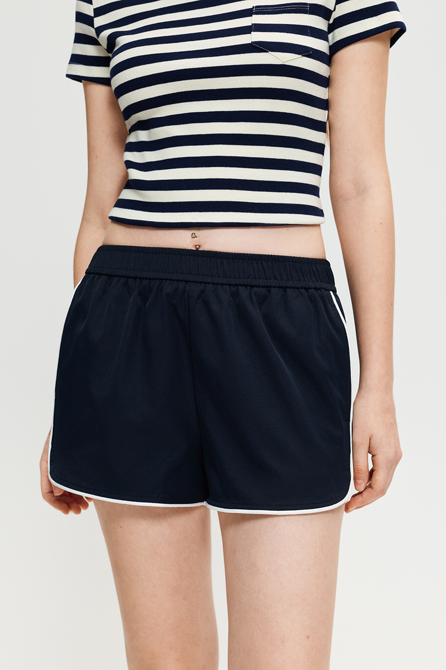 Contrast Trim Drawstring Lounge Shorts|yescci