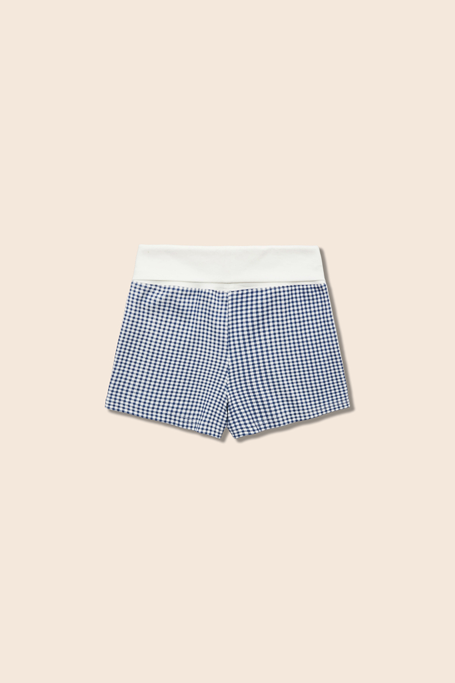 High Waist Fold Band Plaid Casual Shorts
