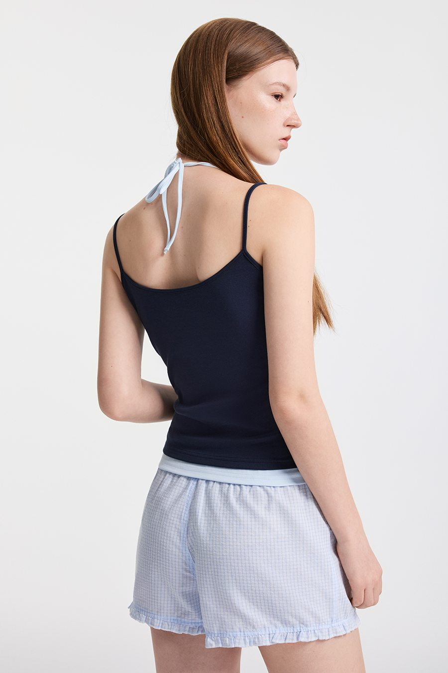 Gingham Ruffle Hem Lounge Shorts