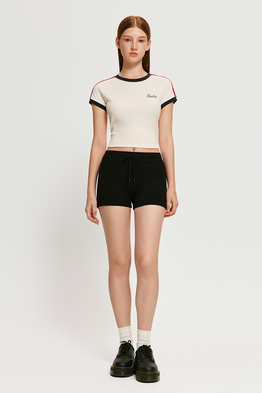 Elastic Waist Knit Mini Shorts|yescci
