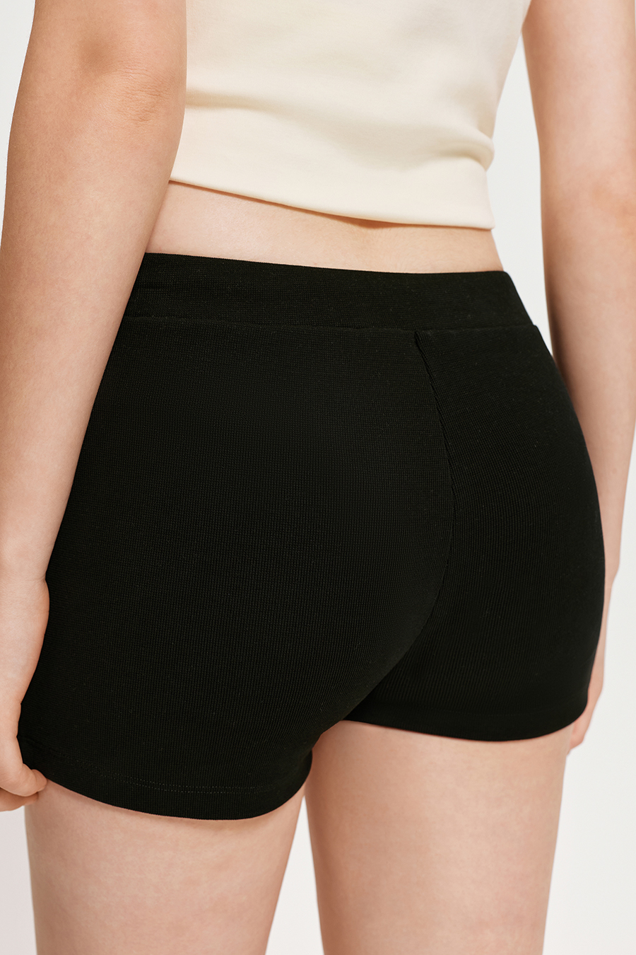 Elastic Waist Knit Mini Shorts|yescci