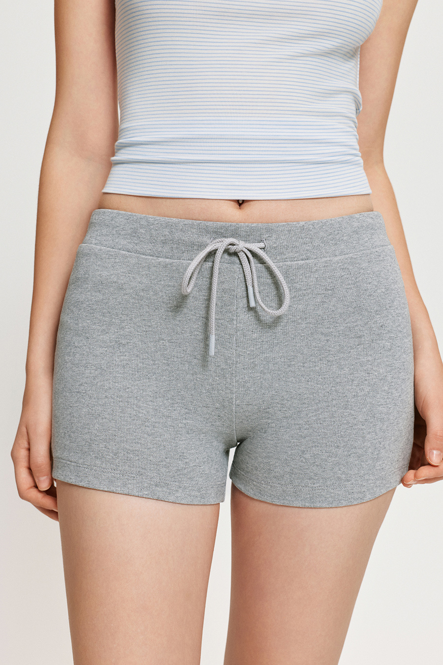 Elastic Waist Knit Mini Shorts|yescci