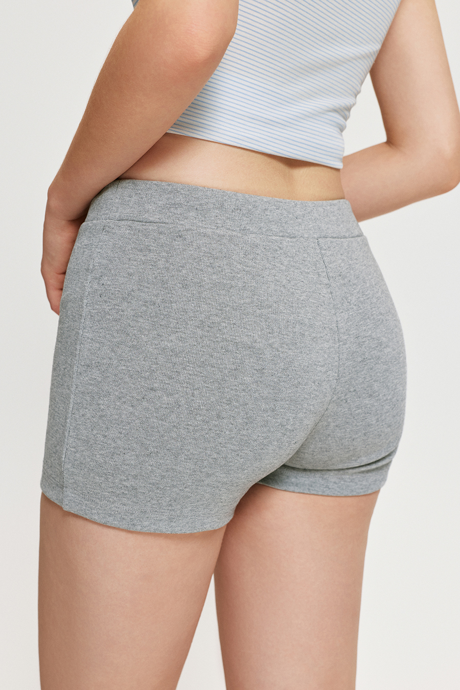 Elastic Waist Knit Mini Shorts|yescci