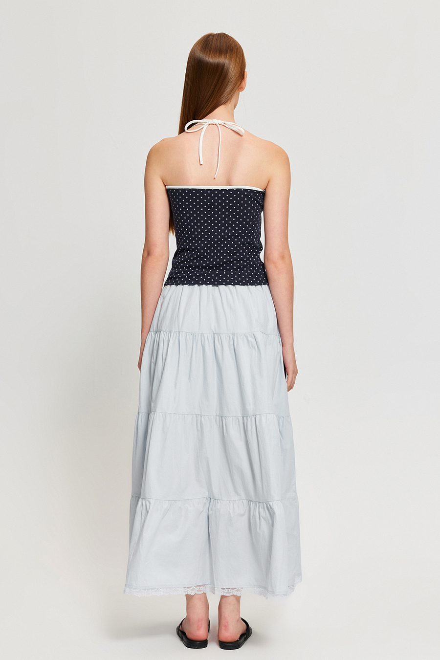 Tiered Lace Hem Maxi Skirt|yescci
