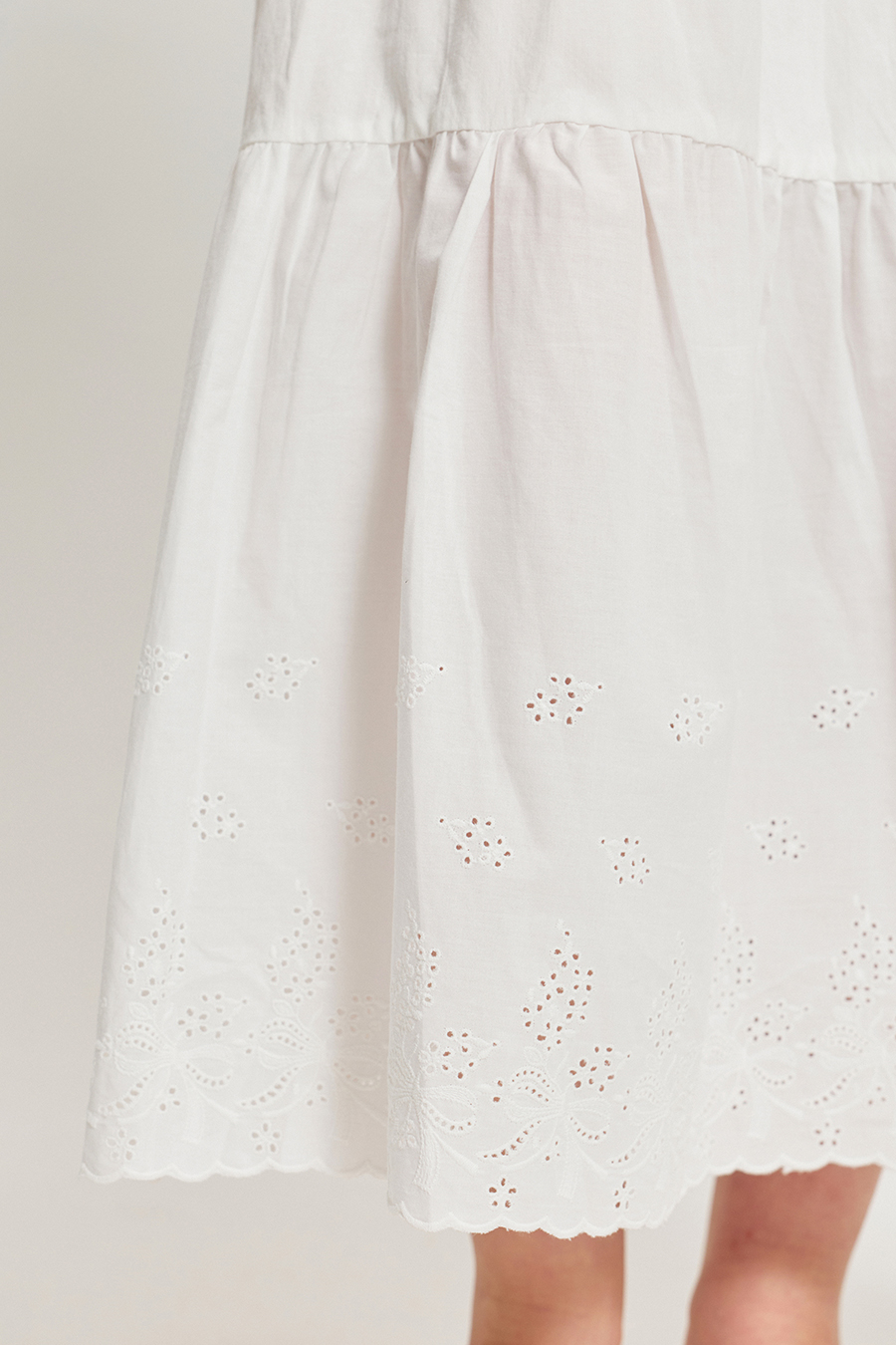 Eyelet Cutout Tiered Casual Skirt