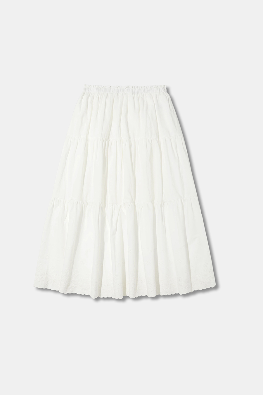 Eyelet Cutout Tiered Casual Skirt