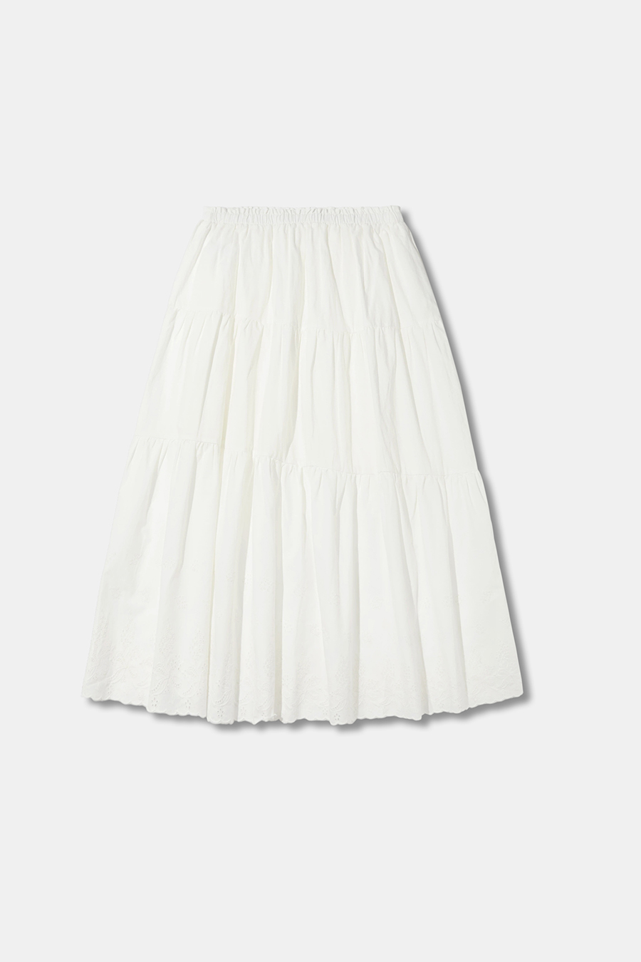 Eyelet Cutout Tiered Casual Skirt