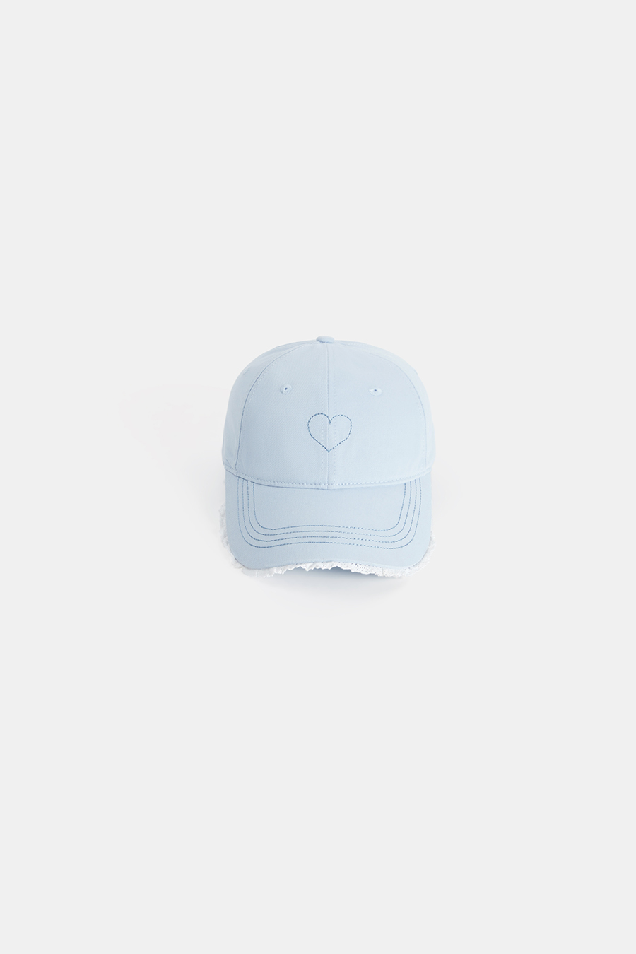 Lace Trim Frayed Heart Baseball Hat