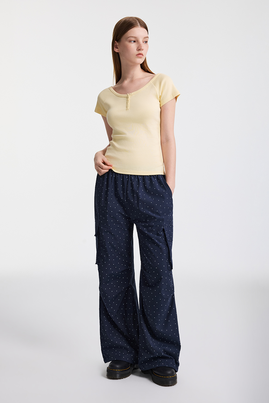 Polka Dot Cargo Pants|yescci