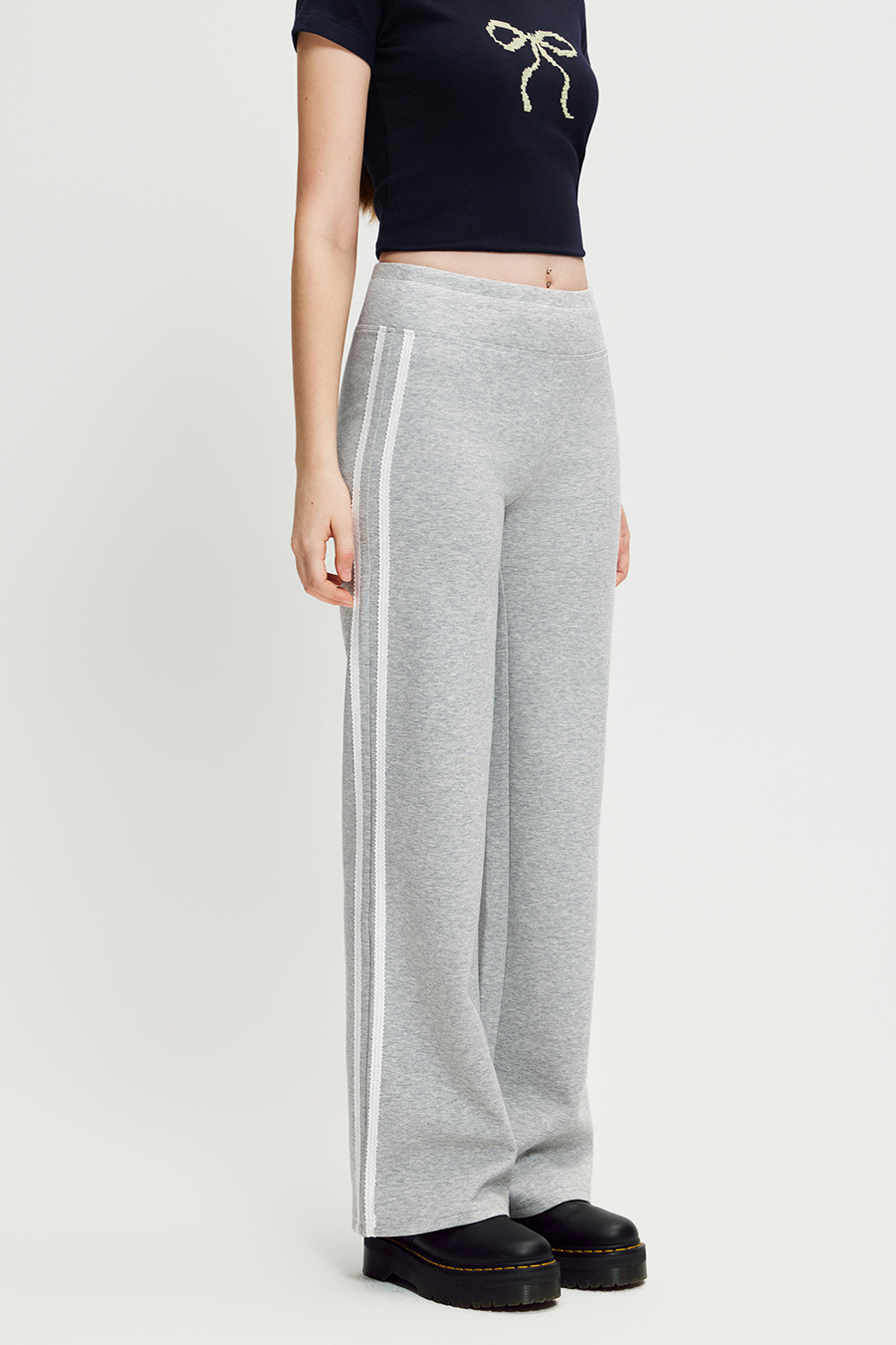 Side Stripe Wide Leg Sweatpants|yescci
