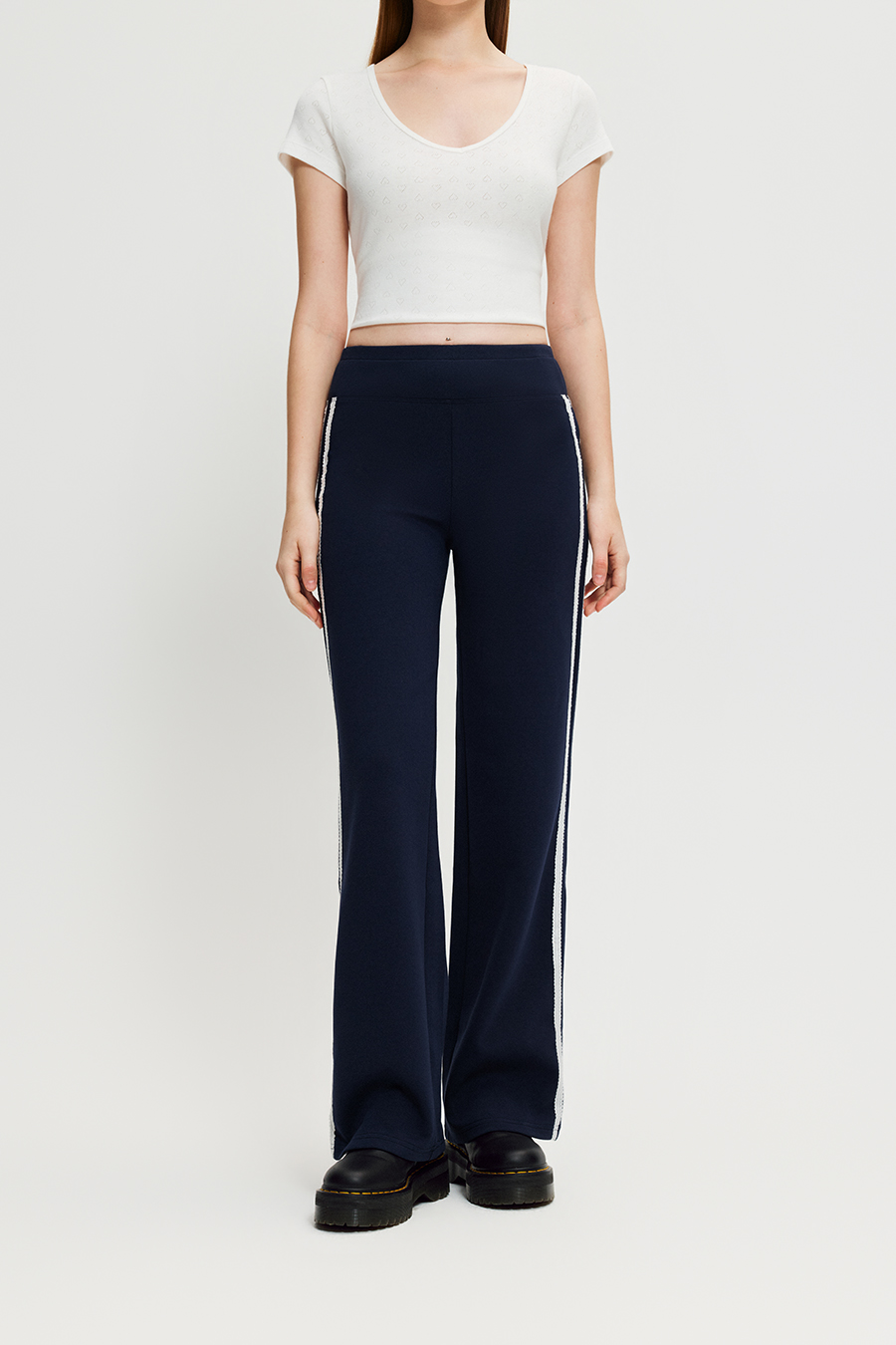 Side Stripe Wide Leg Sweatpants|yescci