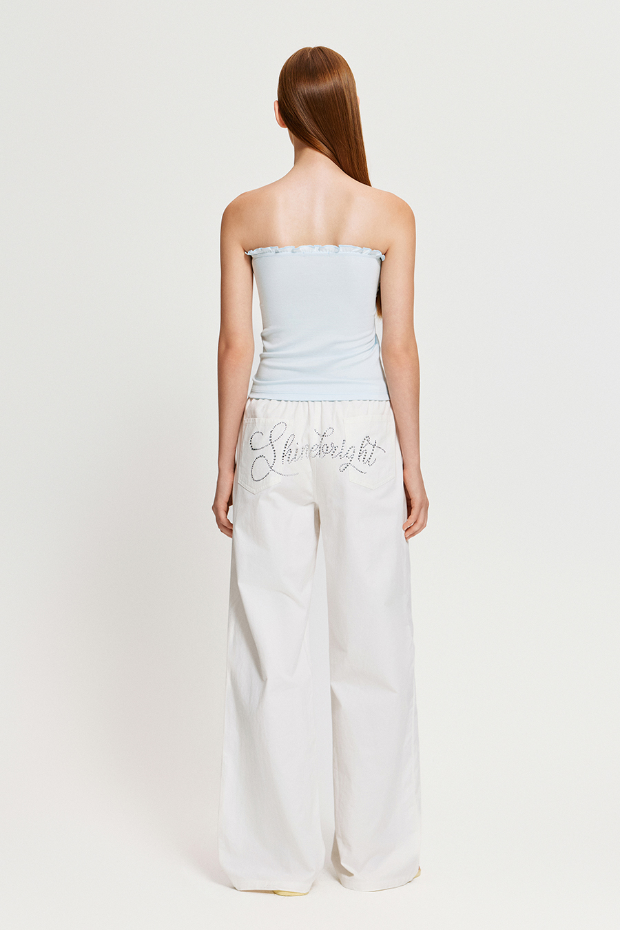 Rhinestone Letter Drawstring Wide Leg Pants|yescci